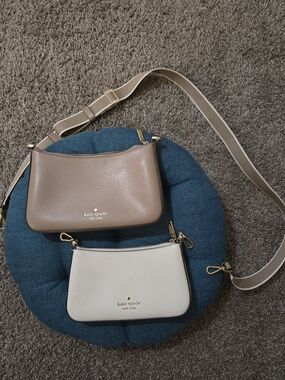 kate spade Taupe & Cream Double Pouch Crossbody